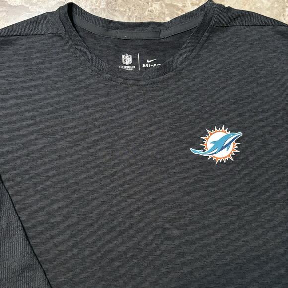 Nike Miami Dolphins Shirt Mens Small Grey Long Sleeve Tee On Field Football NFL - Picture 1 of 10